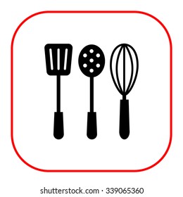 Vector icon of turner, skimmer and whisk silhouettes