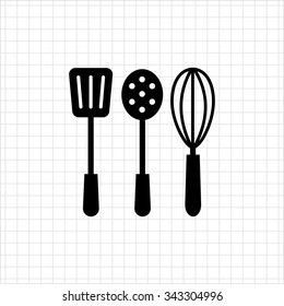 Vector icon of turner, skimmer and whisk silhouettes