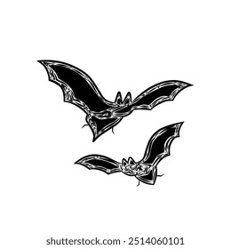Ícone Vetor de Dois Morcegos Abstrato Celebração de Halloween