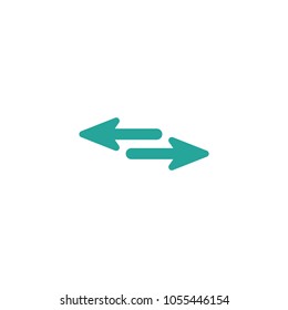 Vector icon. Two blue opposite horizontal arrows isolated on white. Flat icon. Exchange icon. Good for web and software interfaces.  Flip flop pictogram.