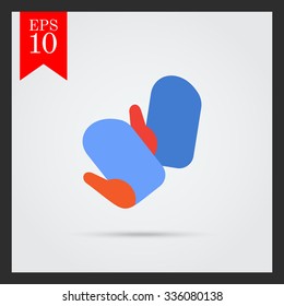 Vector icon of two blue oven mittens