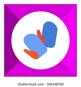 Vector icon of two blue oven mittens