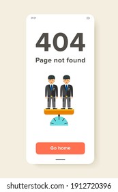 Vector icon of two businessmen standing on scales. Equal opportunity, business equality, healthy competition. Competition concept. Can be used for topics like business, recruitment, career