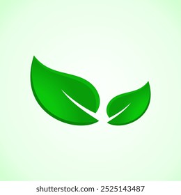 Vector icon of two fresh green color leaves
