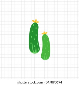 Vector icon of two fresh green cucumbers