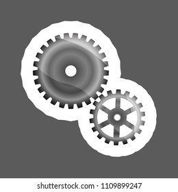 Vector icon two gears. Gears colored sticker icon. Layers grouped for easy editing illustration.  For your design. 