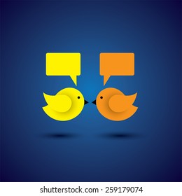 vector icon of two little birds communicating with each other. this represents discussions, dialogues, group meetings, teamwork, online communication, engagements