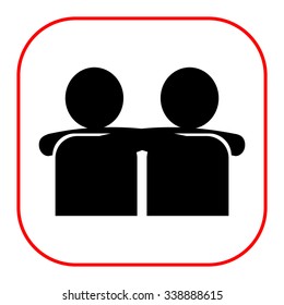 Vector icon of two men silhouettes embracing each other