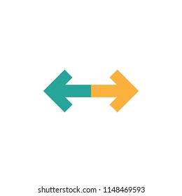 Vector icon. Two opposite horizontal arrows isolated on white. Flat icon. Exchange icon. Good for web and software interfaces.  Flip flop pictogram.