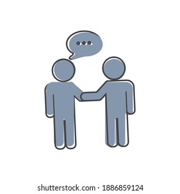 Vector icon two people businessman greet on cartoon style on white isolated background.