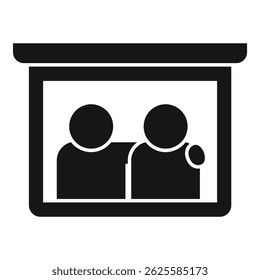 Icono del Vector de dos personas en un puesto del mercado, conveniente para los conceptos del negocio