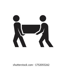 Vector icon of two person lifting crates or boxes