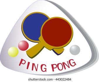 Vector icon. Two rackets for table tennis and balls.