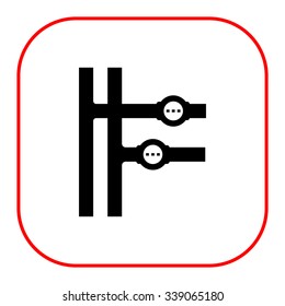 Vector icon of two water meters on pipes