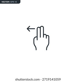 Icono de Vector de un gesto de deslizar dos dedos hacia la izquierda. Se utiliza para la navegación secundaria, la vuelta al historial o el cambio de página en las pantallas táctiles.
