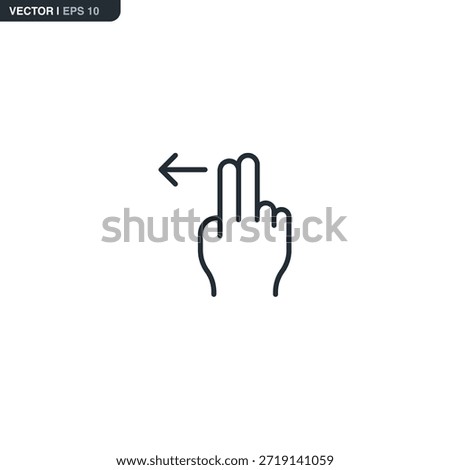 Vector icon of a two-finger swipe gesture to the left. Used for secondary navigation, history back, or page switching on touchscreens.