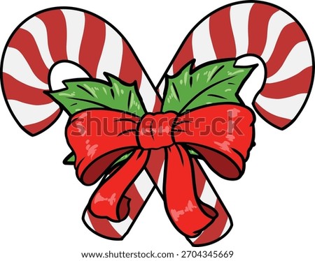 vector icon of typical Christmas candy and ribbon
