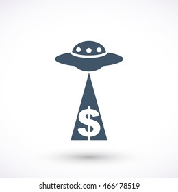 Vector icon with UFO and the dollar.