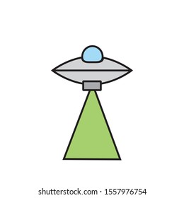 vector icon with UFO shape abducting