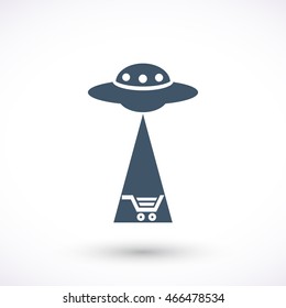 Vector icon with UFO and trolley.