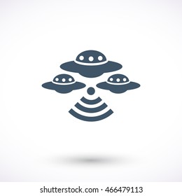 Vector icon with UFO and WiFi. 