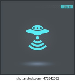 Vector icon with UFO and WiFi.