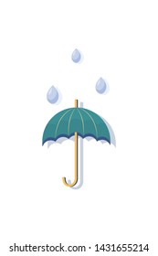 Vector icon. Umbrella with 3 raindrops