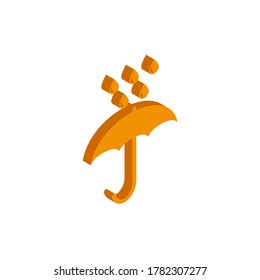 Vector icon umbrella isometric sign isolated on white background.