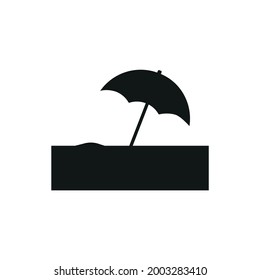 vector icon, umbrella on beach on white background