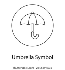 Icono de Vector para el símbolo del paraguas. Dibujo de línea de un símbolo de paraguas, generalmente utilizado para empaquetar y enviar para indicar protección contra el agua o la humedad.
