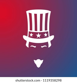 Vector icon of Uncle Sam. National holiday in United States of America Independence Day. Vector background.