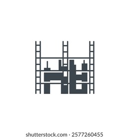 Vector icon of an under-construction Building With a Ladder.