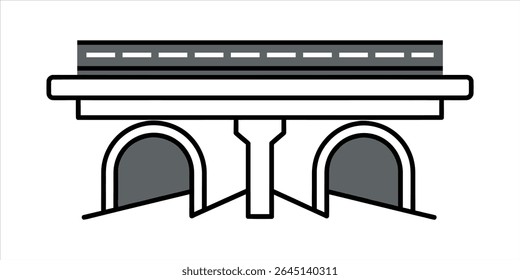 Vector icon of an underpass tunnel beneath a road