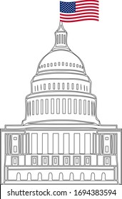 Vector icon of united states capitol hill building washington dc american congress white symbol design on white background