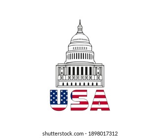 Vector icon of united states capitol hill building washington dc american congress white symbol design on white background