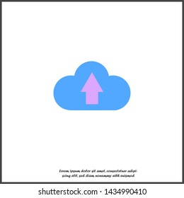Vector icon upload on white isolated background. Cloud and arrow icon.