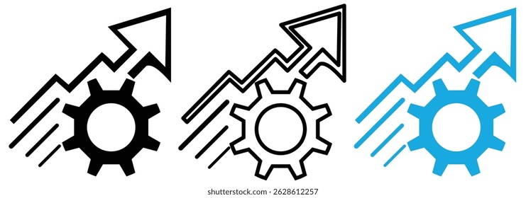 vector icon an upward-pointing graph arrow seamlessly integrated with a gear growth and improvement icon symbol increase icon EPS 10