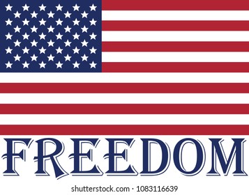 Vector icon. USA flag with Freedom writtings.