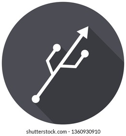 Vector icon usb port connecting sign. Connection symbol in the form of an arrow. Connect symbol illustration in flat minimalism style.