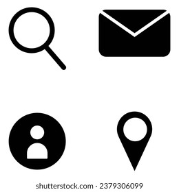 Vector icon for use. Icons vector. search, location, message icon.