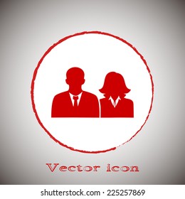 vector icon User group icon, Business Team Icon Red round button on a gray background