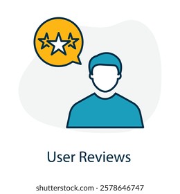 Vector icon for user reviews in online platforms. Depicts feedback, ratings, and customer opinions for better decision-making.