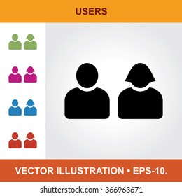 Vector Icon Of User With Title & Small Multicolored Icons. Eps-10.