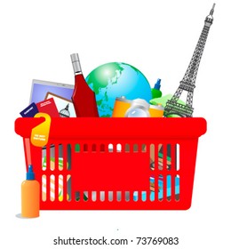 Vector icon of vacation shopping cart
