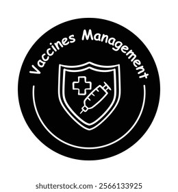 Vector icon for vaccine logistics. Illustrated syringe and shield for vaccine storage and distribution management.