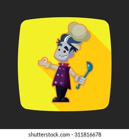 Vector icon with vampire cook and Halloween kitchenware