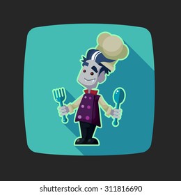 Vector icon with vampire cook and Halloween kitchenware