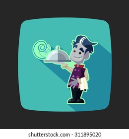 Vector icon with vampire cook and Halloween kitchenware