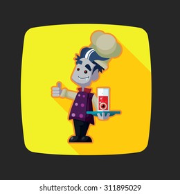 Vector icon with vampire cook and Halloween kitchenware