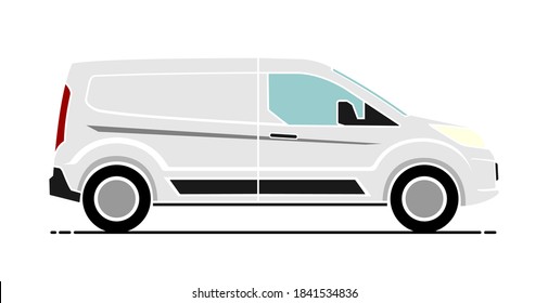 Vector icon van side view on white background. Van side view trendy icons; van side view vector illustration. Vector transport icon.